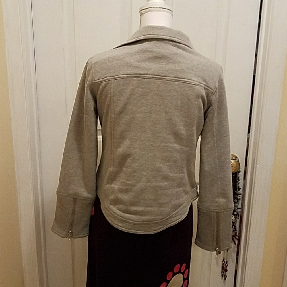 Cynthia Rowley Grey Moto Sweatshirt Jacket Size S - Picture 4 of 8